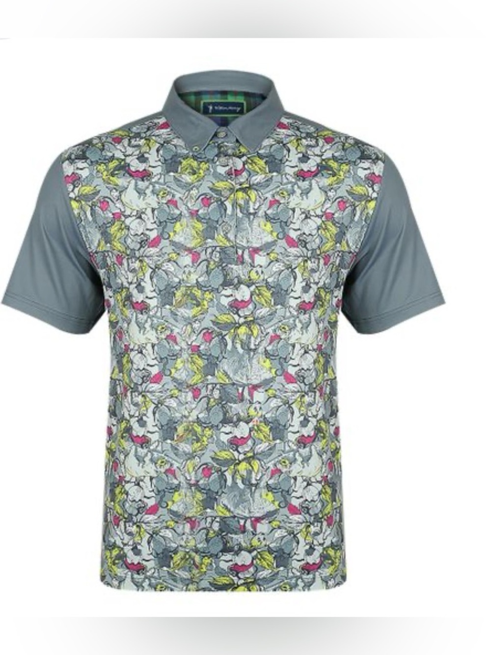 William Murray Golf Gray Animals Printed Stretch Classic Short Sleeve Po…